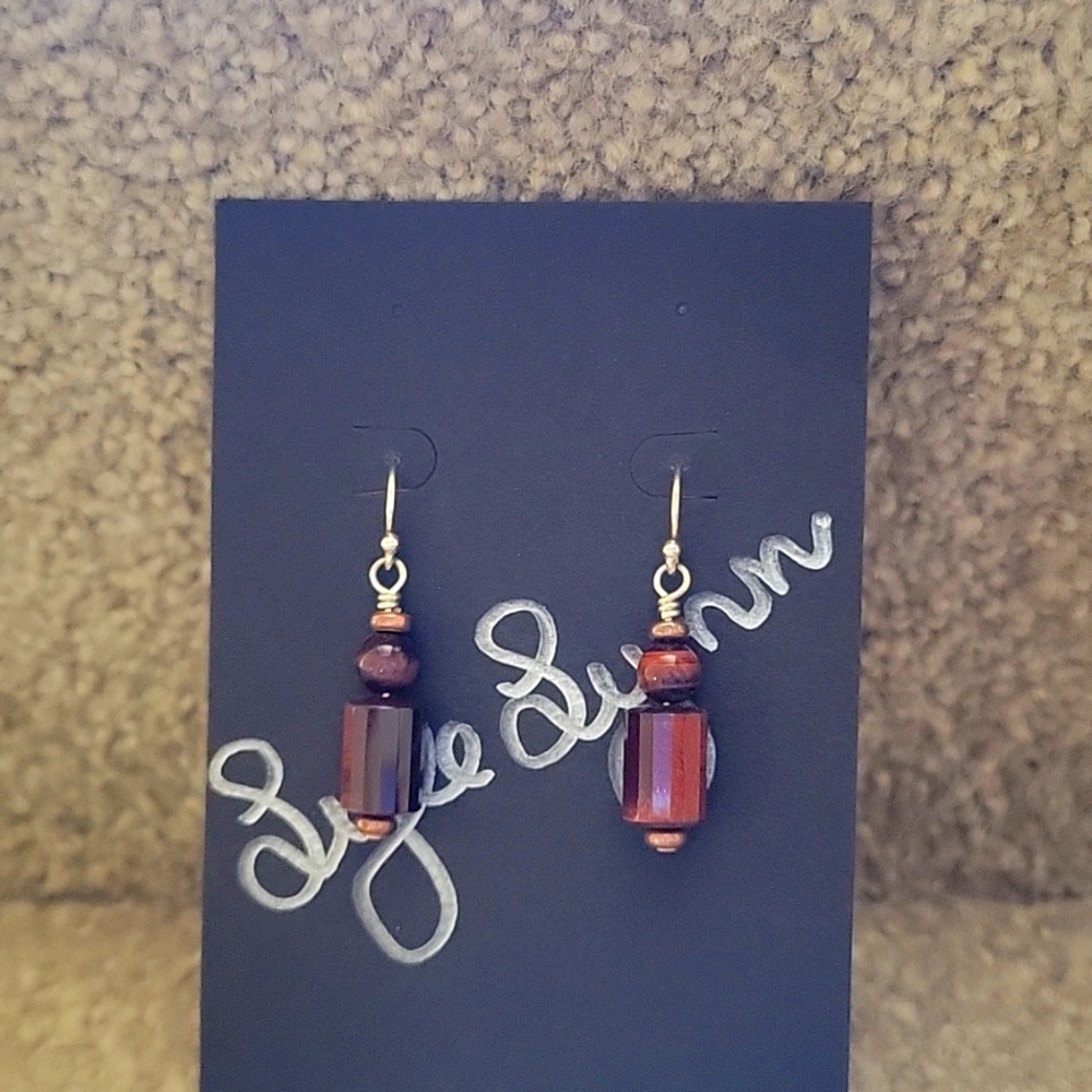 Genuine tiger eye earings